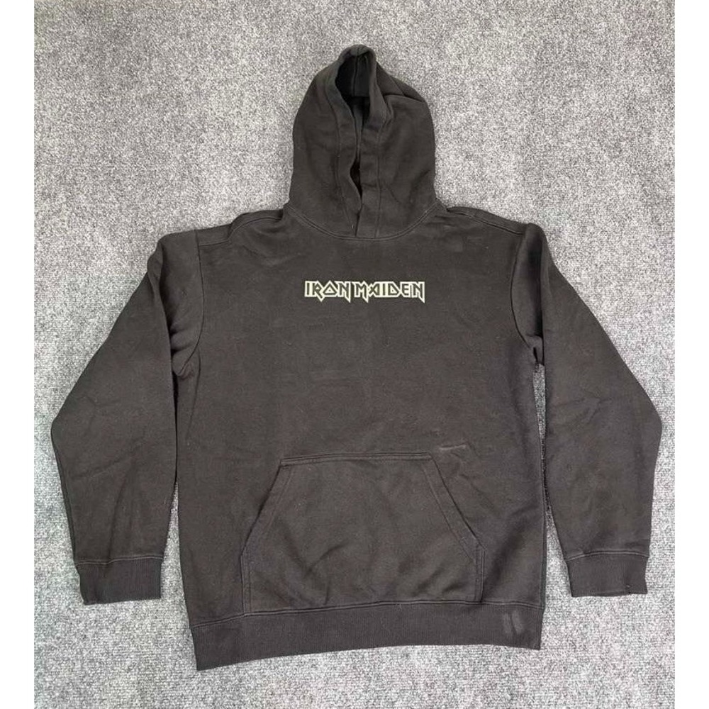 Iron Maiden Mens Small Glow-In-The-Dark Black‎ Hoodie Relaxed Fit H&M Pullover